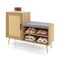 2-in-1 Rattan Shoe Cabinet with Bench Shoe Storage Bench with Washable Cushion - 41.5" x 14" x 30" (L x W x H)